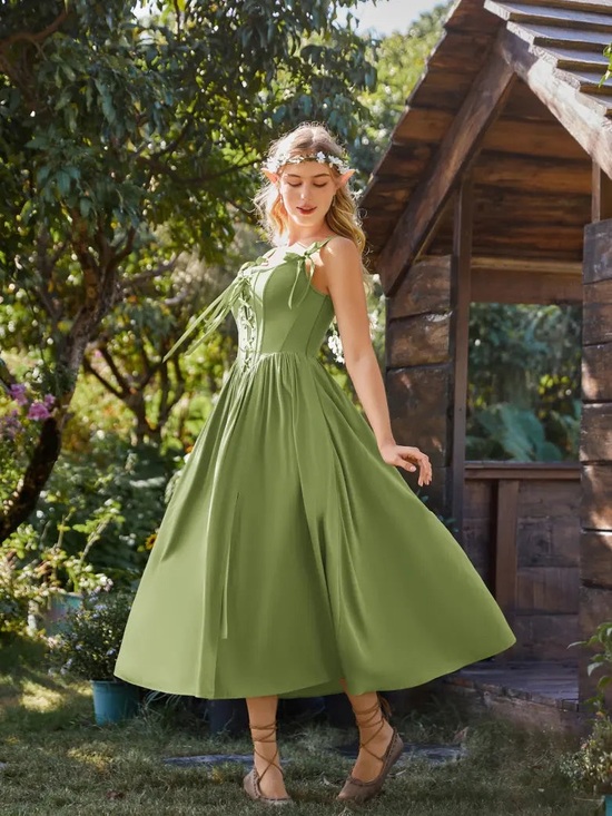 Scarlet Darkness Dresses & Skirts - SCARLET DARKNESS Fantasy Fairy Renaissance Corset Dress Spring Pocket Dress M